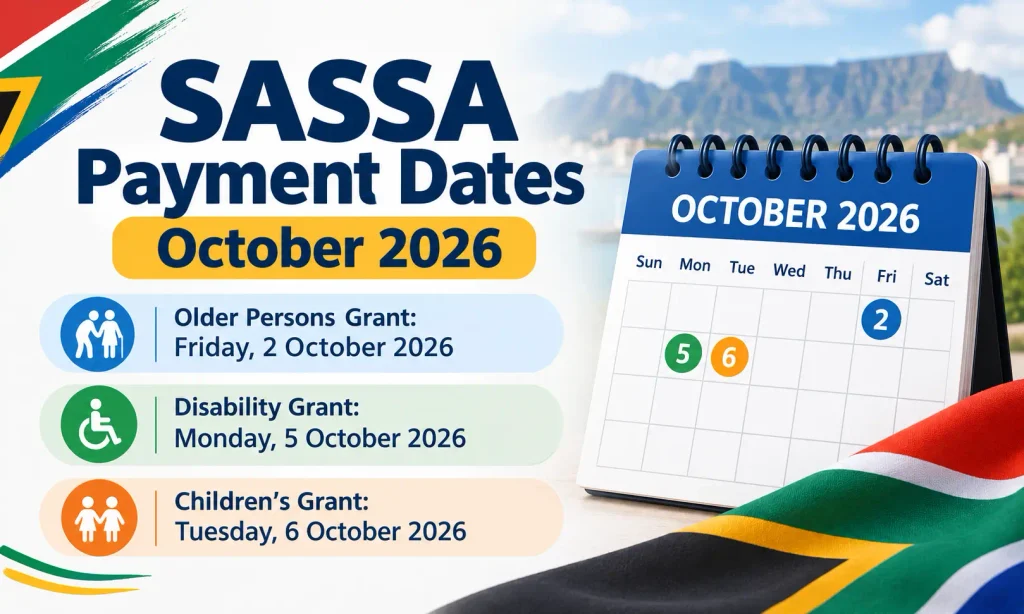 SASSA October 2026 Payment Dates